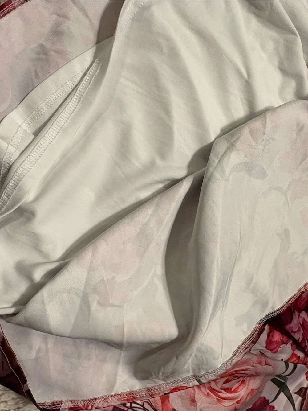 Charlotte Russe Pleated Floral Satin Midi Skirt Pink Red Peony Rose